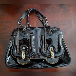 Fendi Black Patent Leather B Bag